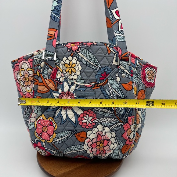 Vera Bradley Glenna Tropical Evening Tote Bag Purse Gray Pink Orange Floral - Picture 4 of 12